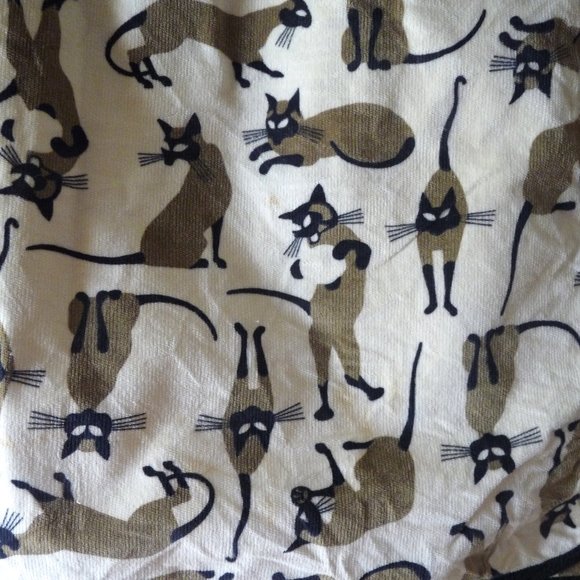 Vintage ribless corduroy wrap skirt Siamese cats cotton velvet hand worked S - Picture 2 of 4